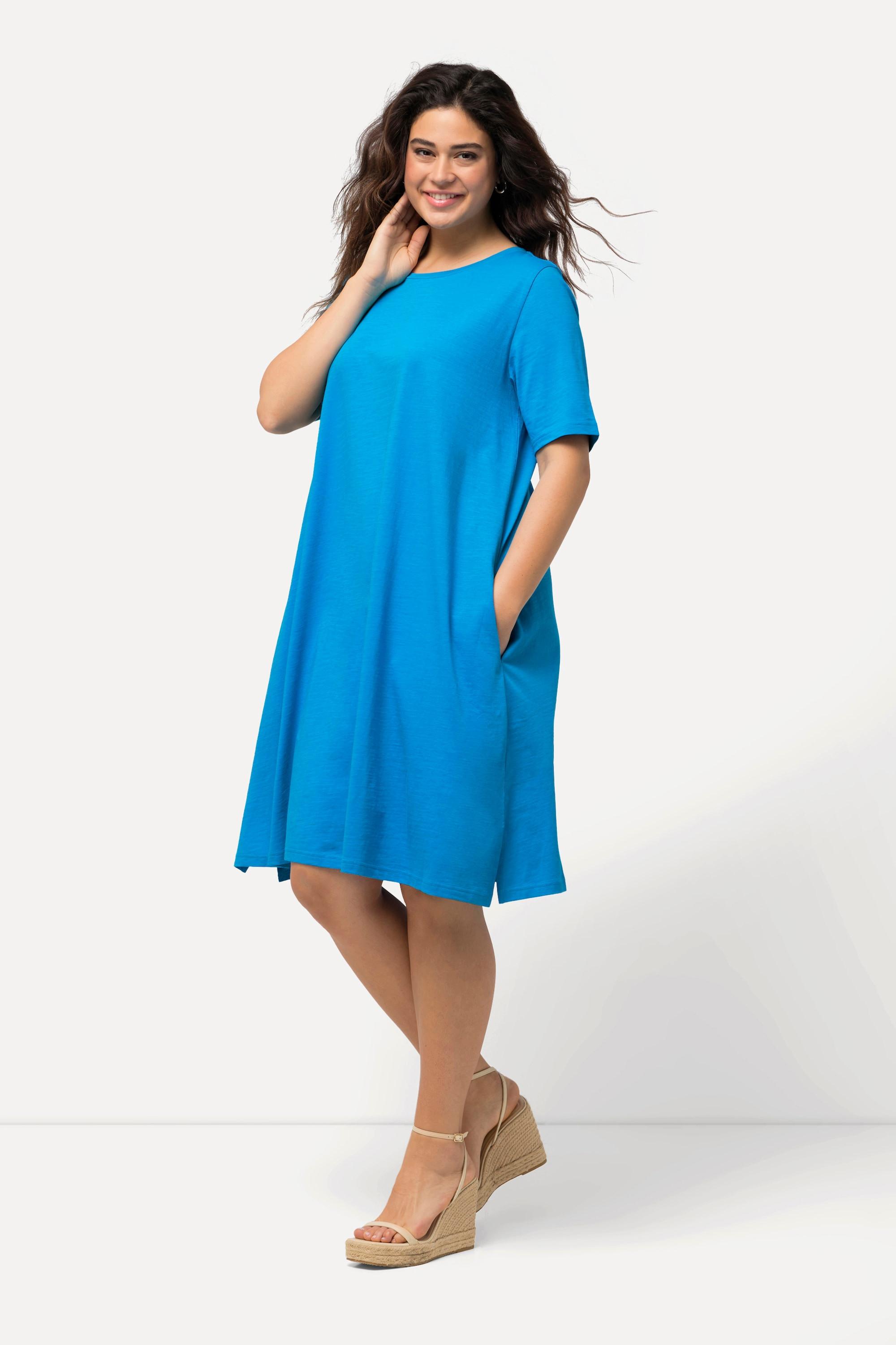 Ulla Popken Abito in jersey Linea A Girocollo Mezza Manica con Tasche  