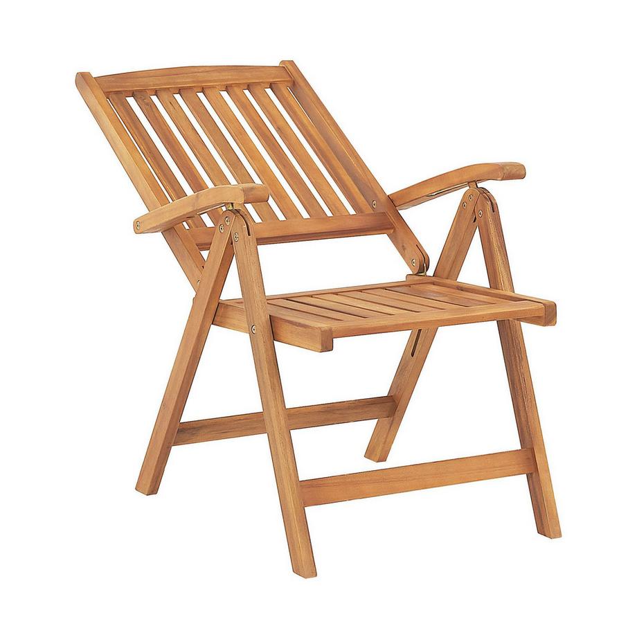 Beliani Lot de 2 chaises de jardin avec coussins en Acacia Traditionnel JAVA  