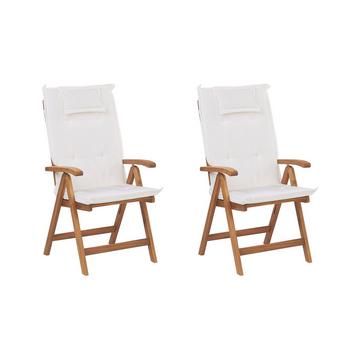 Lot de 2 chaises de jardin avec coussins en Acacia Traditionnel JAVA