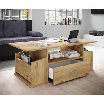 Holz Couchtisch mit ausreichend Stauraum | Maße ca. H. 44 x B. 110 x T. 52 cm | Wohnzimmertisch mit Schublade - Junata