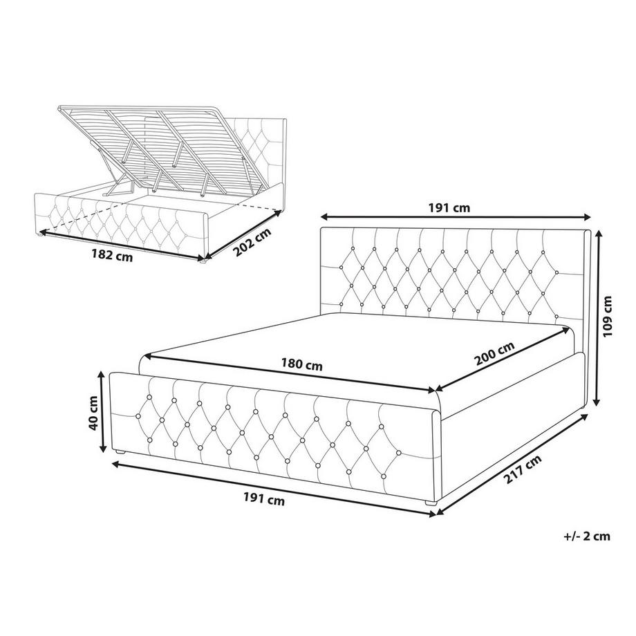 Beliani Letto contenitore en Tessuto Glamour AMIENS  