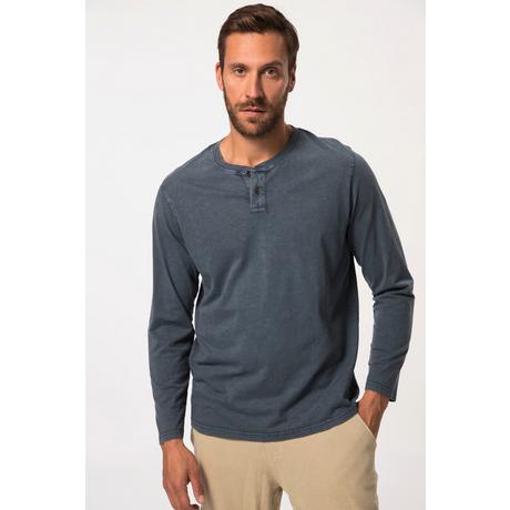 JP1880  T-shirt Henley JP 1880 à manches longues. Col rond et patte de boutonnage bleu marine 