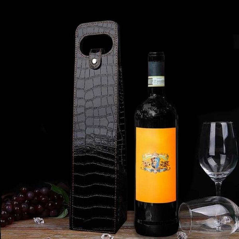 eStore  Confezione regalo per bottiglia di vino - Pelle artificiale 