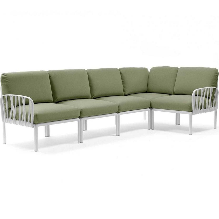 Chaise longue de jardin Komodo (5 pièces) blanc vert
