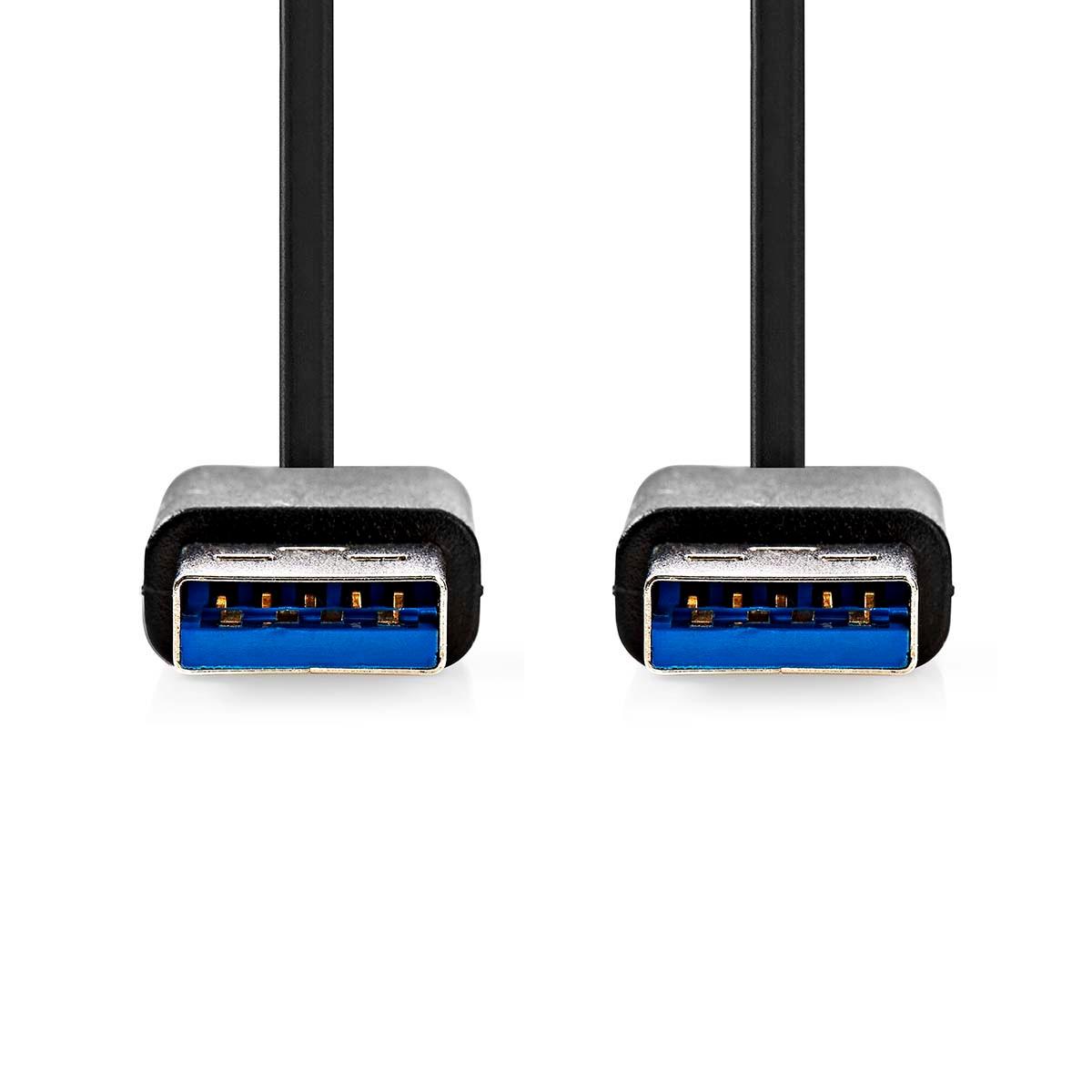Nedis  Câble USB | USB 3.2 Gen 1 | USB-A mâle | USB-A mâle | 5 Gbit/s | Nickelé | 1,00 m | Rond | PVC | Noir | Étiquette 