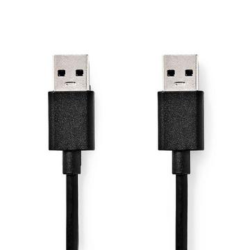 Câble USB | USB 3.2 Gen 1 | USB-A mâle | USB-A mâle | 5 Gbit/s | Nickelé | 1,00 m | Rond | PVC | Noir | Étiquette