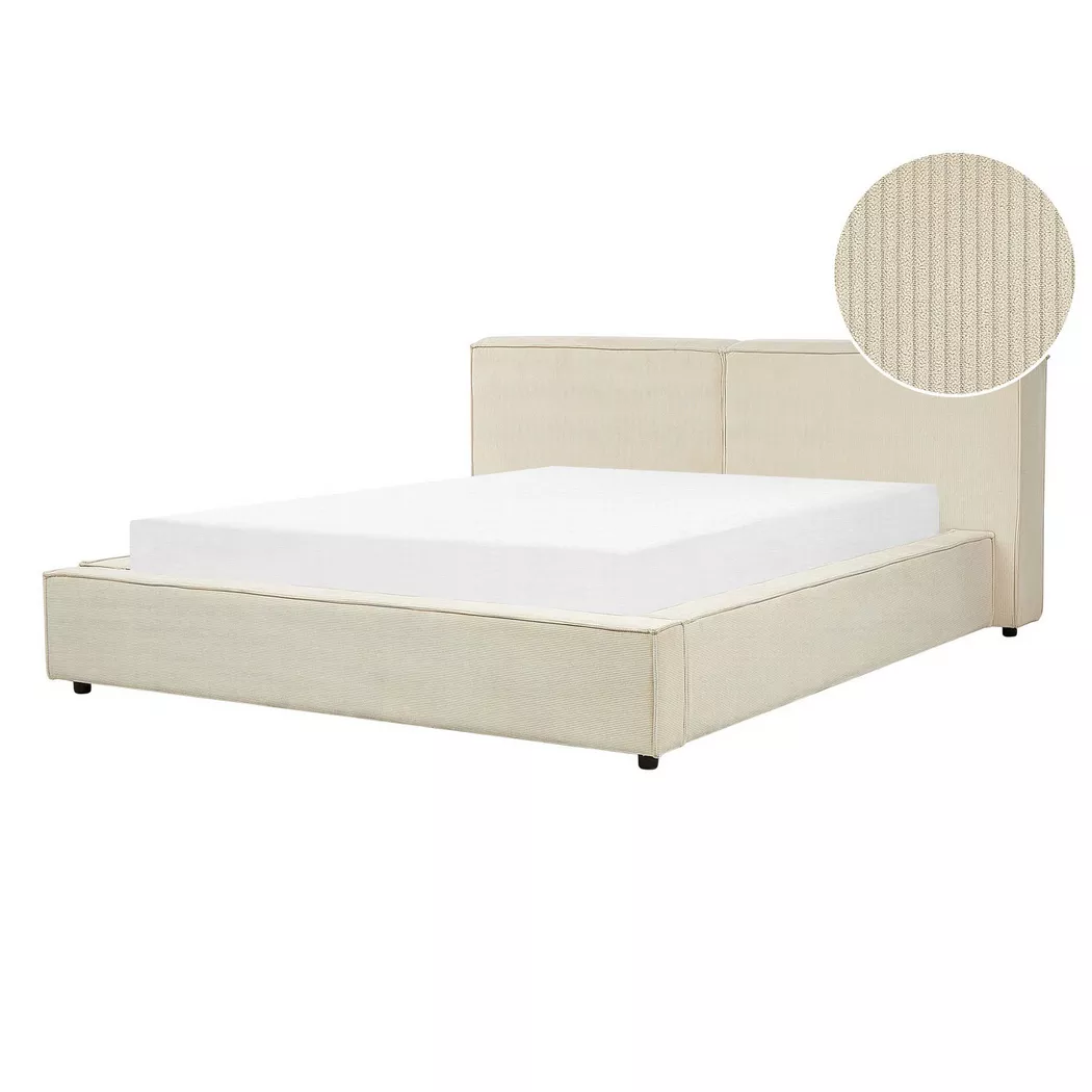 Beliani - Wasserbett aus Cord  LINARDS, Perle