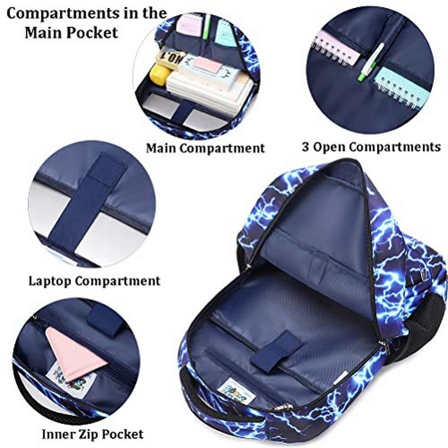 Only-bags.store Blitzdruck Schulrucksack Set mit Lunchpaket Federmäppchen  