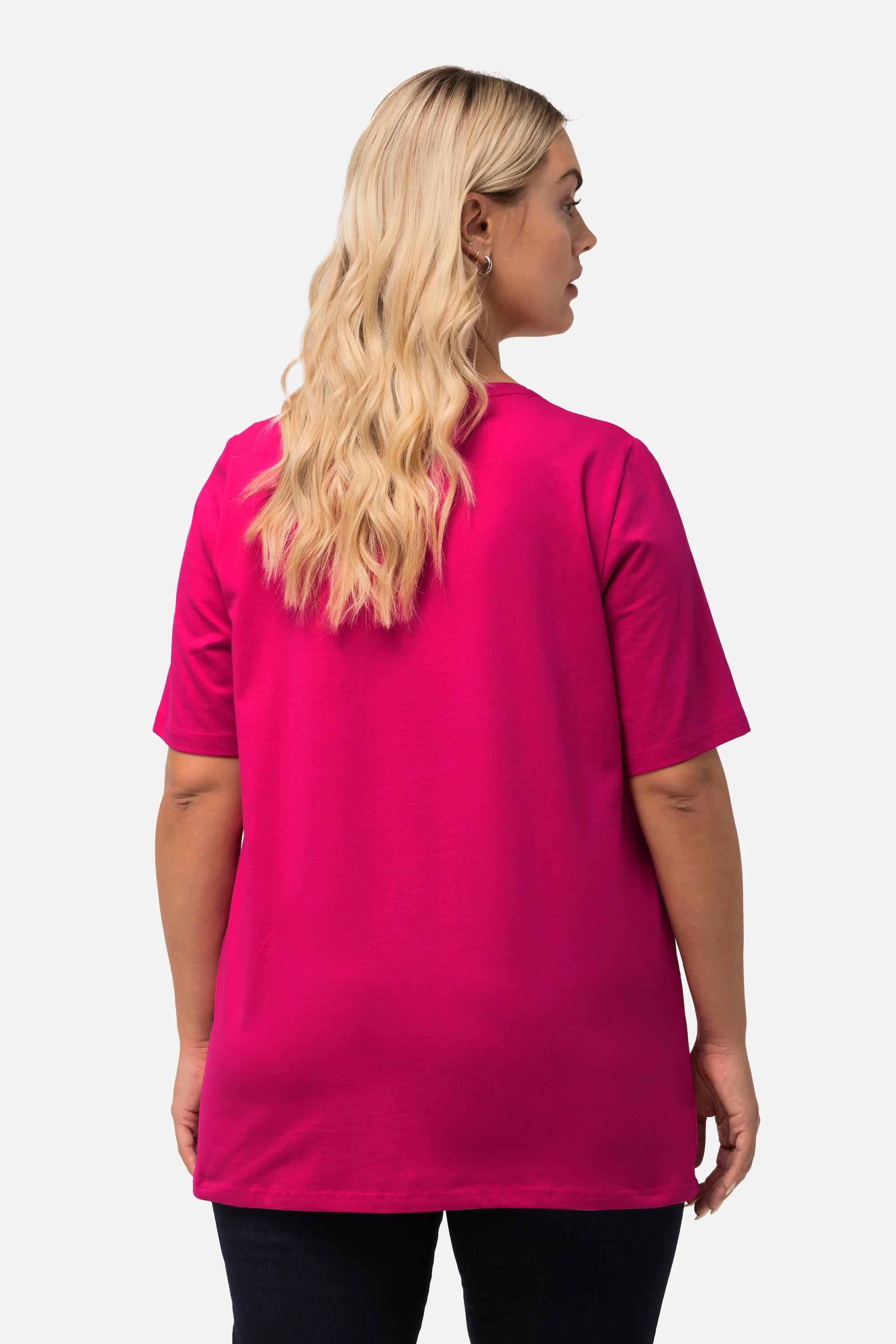 Ulla Popken  T-shirt dal taglio svasato con scollo a V e mezze maniche 