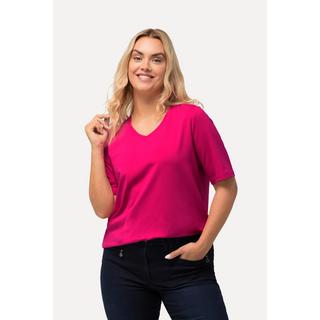 Ulla Popken  T-shirt dal taglio svasato con scollo a V e mezze maniche 