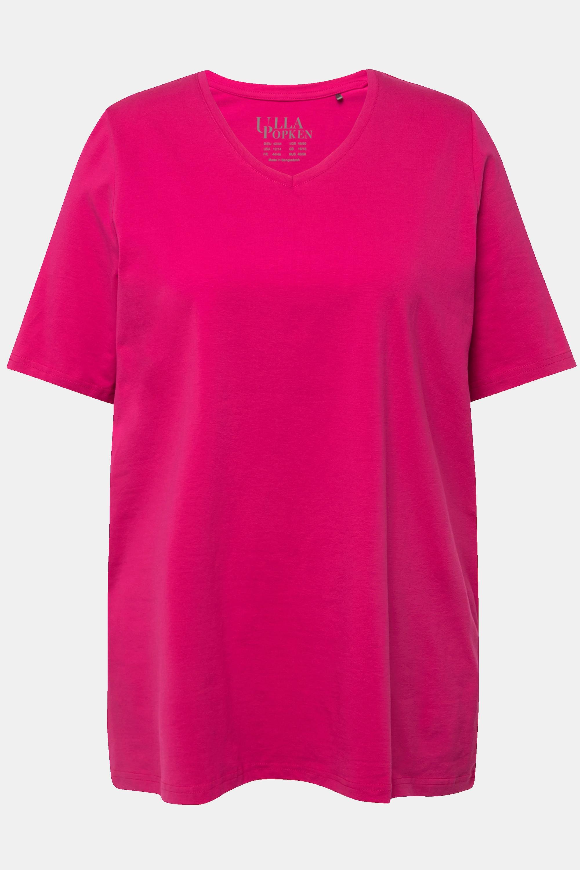 Ulla Popken  T-shirt dal taglio svasato con scollo a V e mezze maniche 