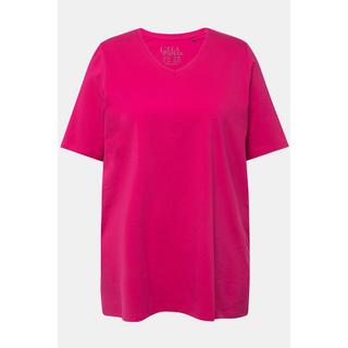 Ulla Popken  T-shirt dal taglio svasato con scollo a V e mezze maniche 