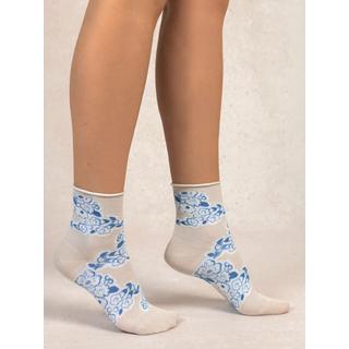 BLEU FORET Calzini con polsino arrotolato Toile de Jouy  