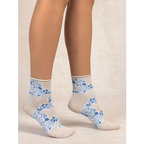 BLEU FORET Calzini con polsino arrotolato Toile de Jouy  