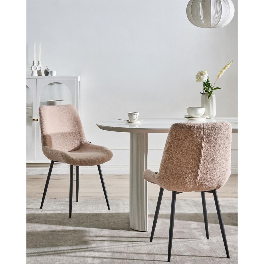 Beliani Lot de 2 chaises de salle à manger en Bouclé  AVILLA  