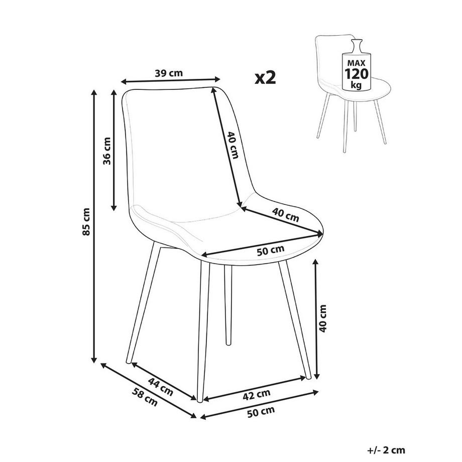 Beliani Lot de 2 chaises de salle à manger en Bouclé  AVILLA  