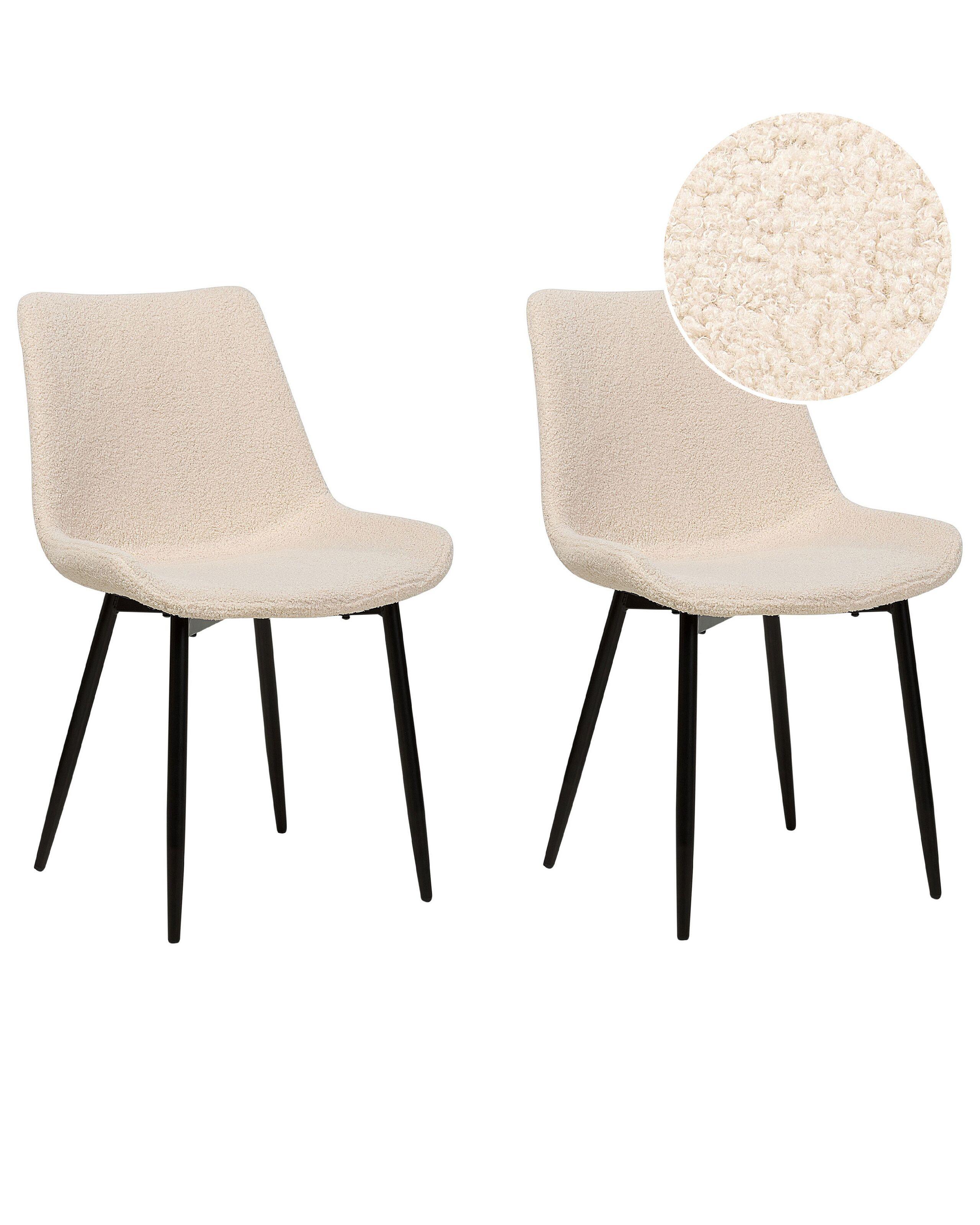 Beliani Lot de 2 chaises en Bouclé Moderne AVILLA  