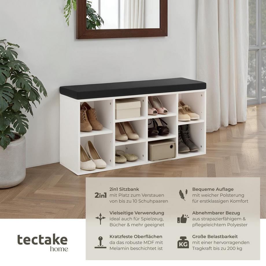 Tectake Meuble à chaussures MAX pour 10 paires de chaussures  