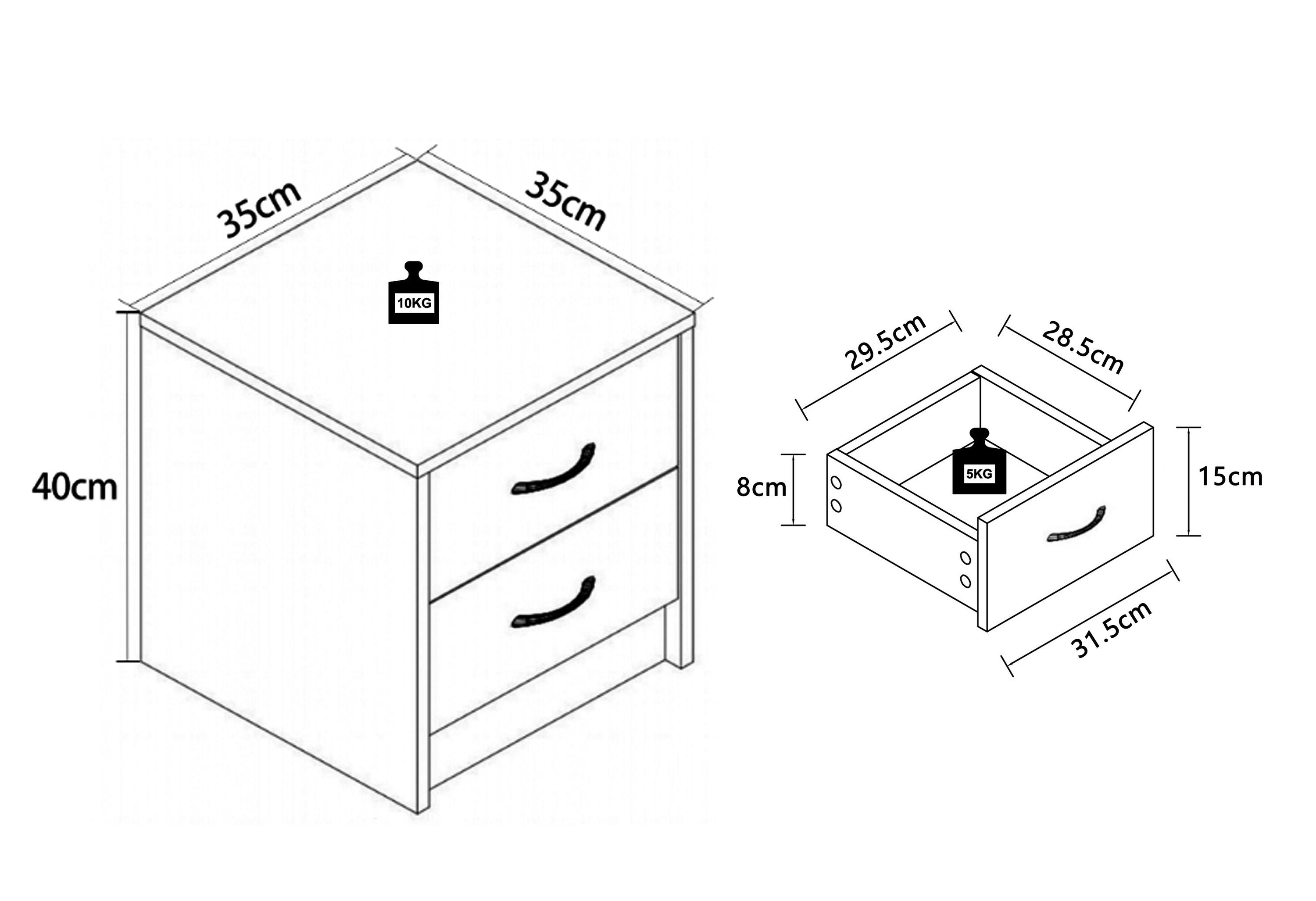 VCM Holz Nachtschrank Beistelltisch Schublade Konsole Nachttisch Boxal Mini  