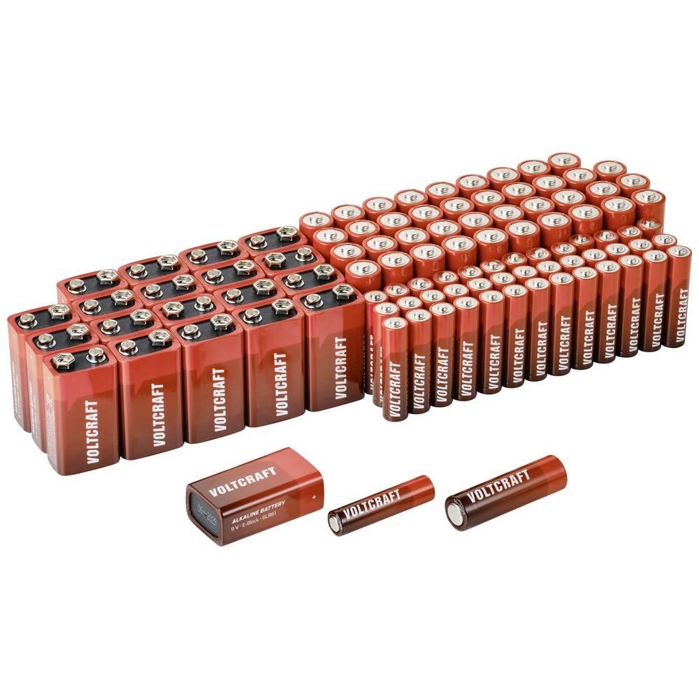 VOLTCRAFT  Alkaline-Batteriesortiment, 100 Stück 