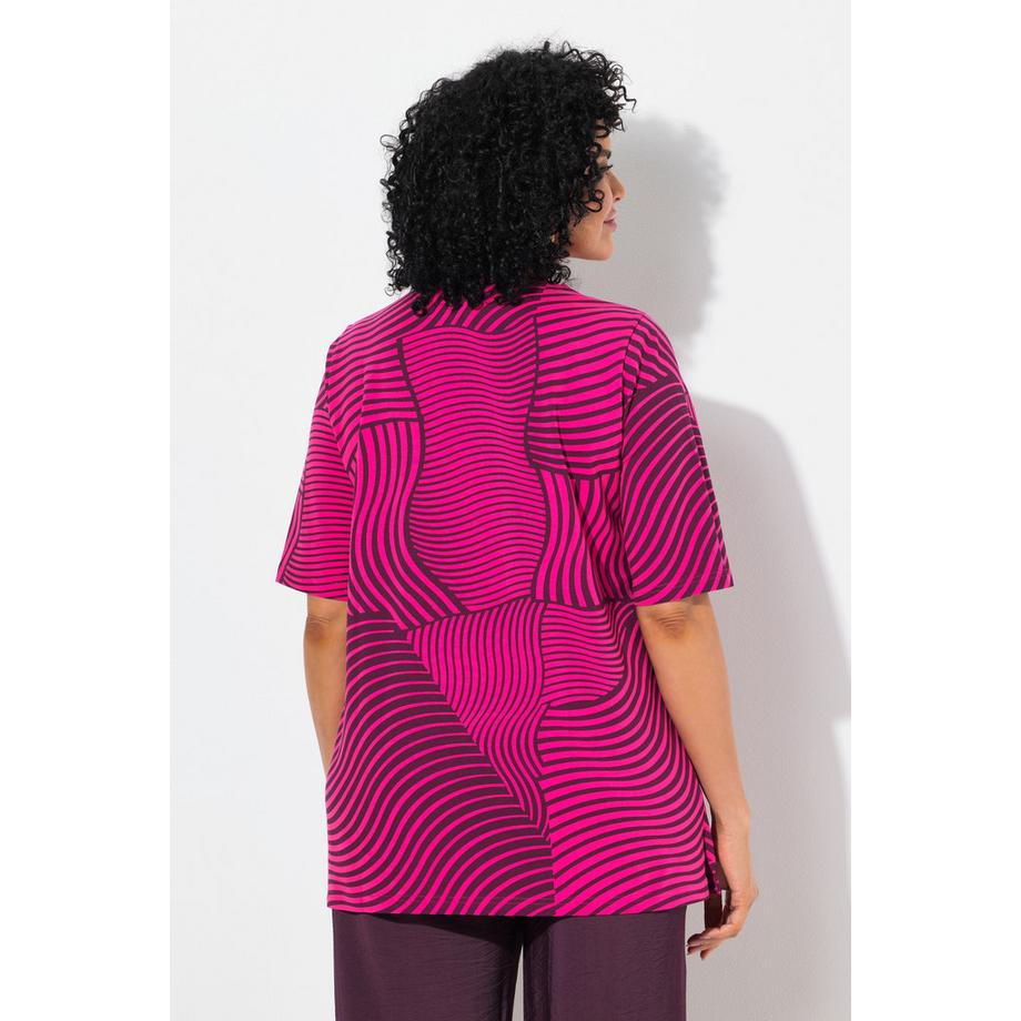 Ulla Popken T-Shirt Stampa Grafica Taglio Svasato Scollo a V Mezze Maniche  