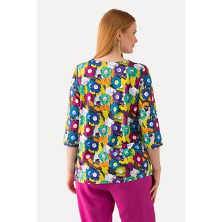 Ulla Popken  Maglia in tessuto fluente e scollo a V Maniche a 3/4 blu notte scuro 