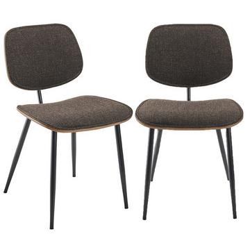 Lot de 2 Chaises en Tissu Gris / Brun - Olympia