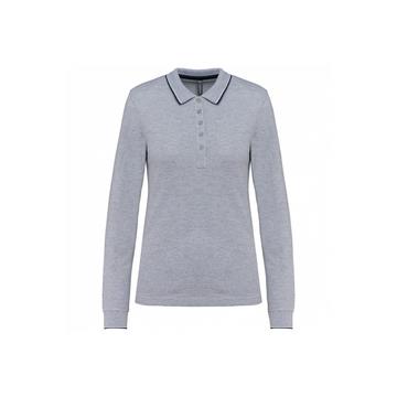 polo-shirt aus piqué-strick langarm, damen