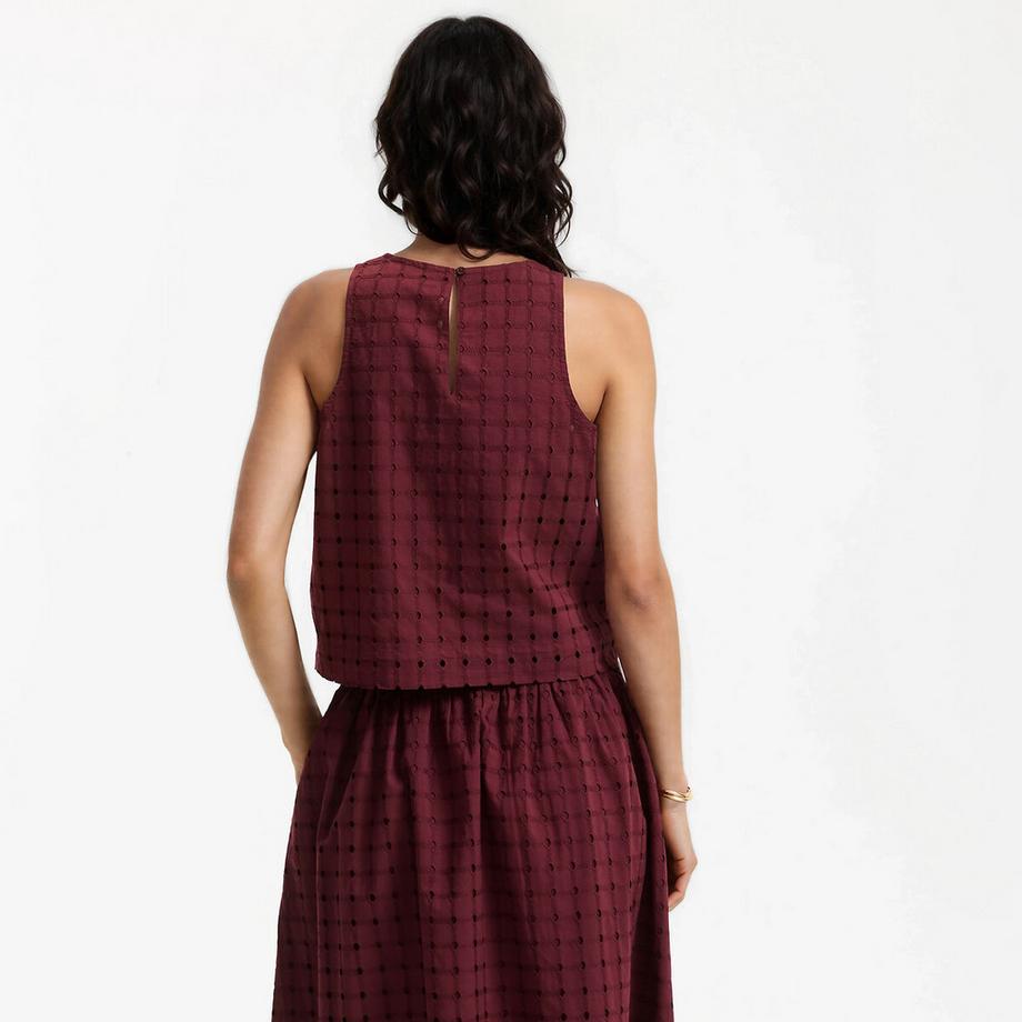 La Redoute Collections Ärmelloses Rundhals Top Englische Stickerei  