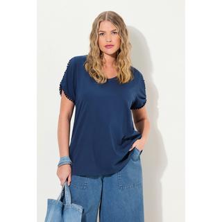 Ulla Popken  T-shirt classica con passamano, scollo a V e mezze maniche 