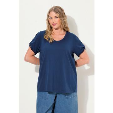 T-shirt classica con passamano, scollo a V e mezze maniche