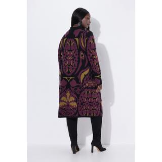 Ulla Popken Cardigan Lungo Jacquard con Spilla Decorativa  