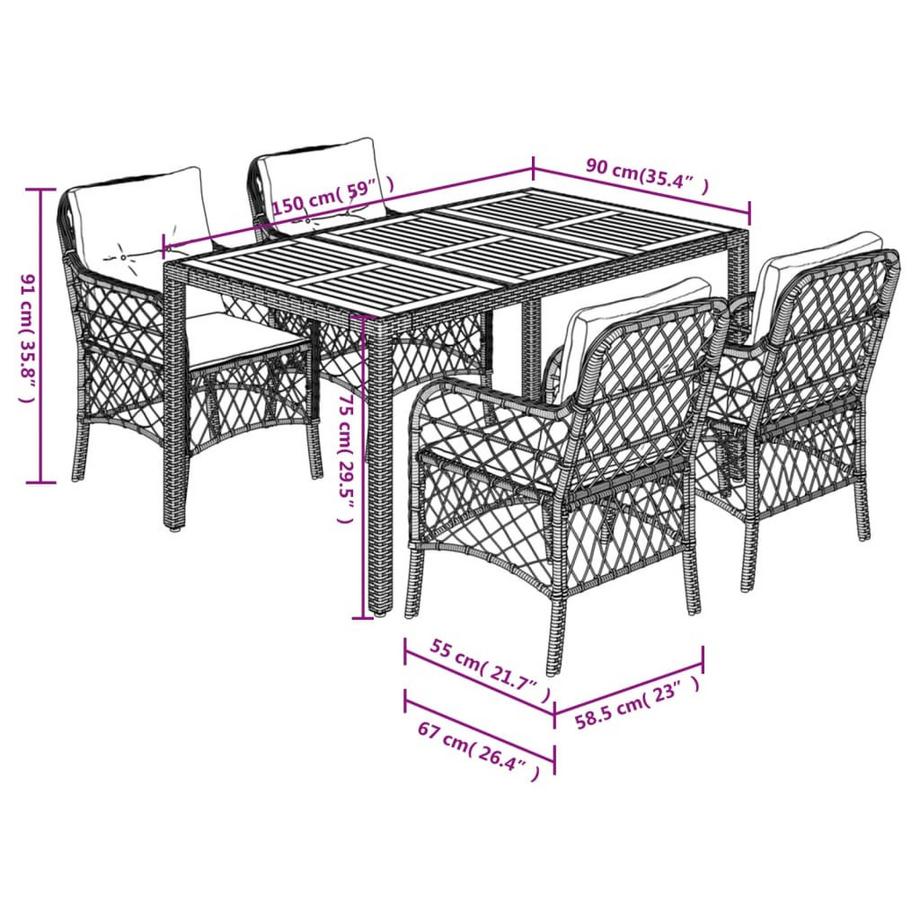VidaXL Garten essgruppe poly-rattan  