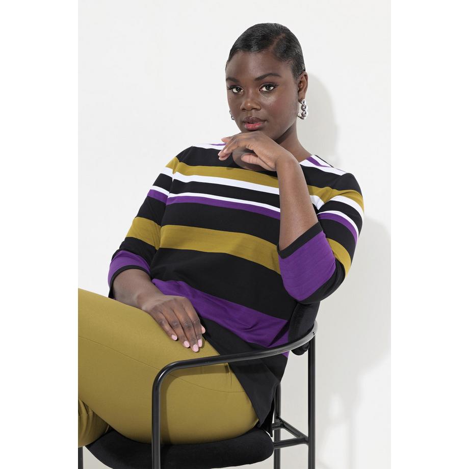 Ulla Popken Maglia Righe Girocollo Maniche 3/4 Cotone Pima  