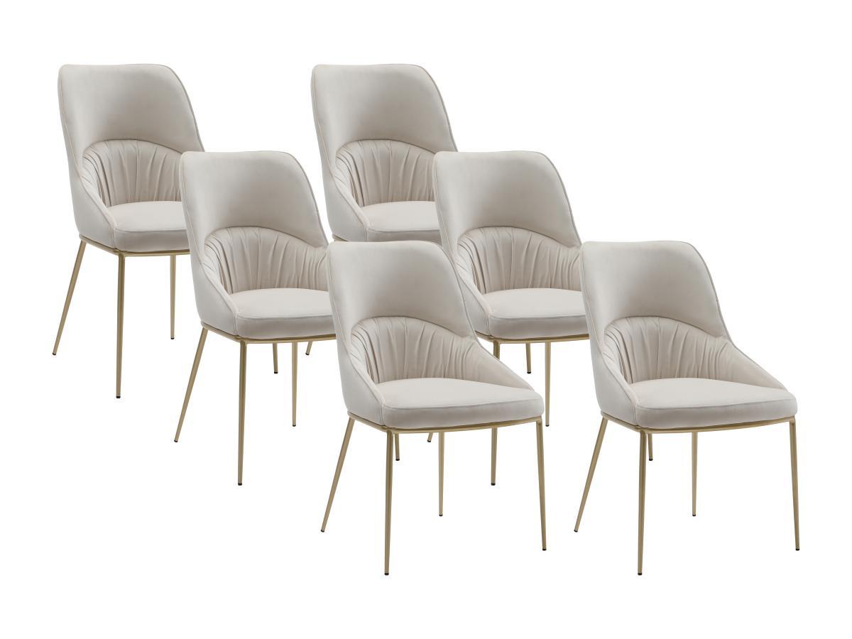 Vente-unique Lot de 6 chaises en velours et métal doré - Beige - DRINKA  