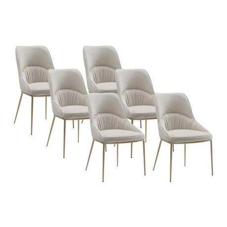 Vente-unique Lot de 6 chaises en velours et métal doré - Beige - DRINKA  