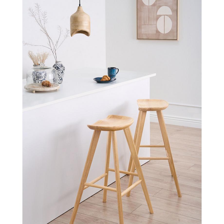 Beliani Lot de 2 tabourets de bar en Bois d'hévéa  CANDO  