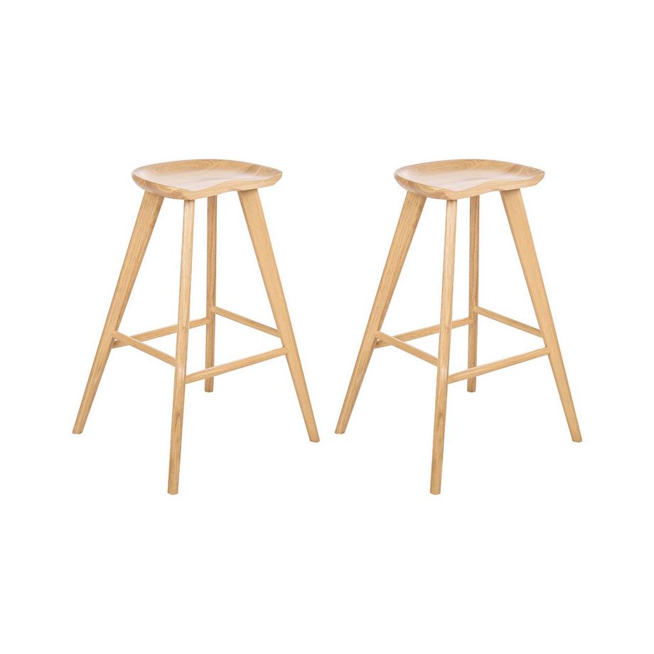 Lot de 2 tabourets de bar en Bois d'hévéa  CANDO