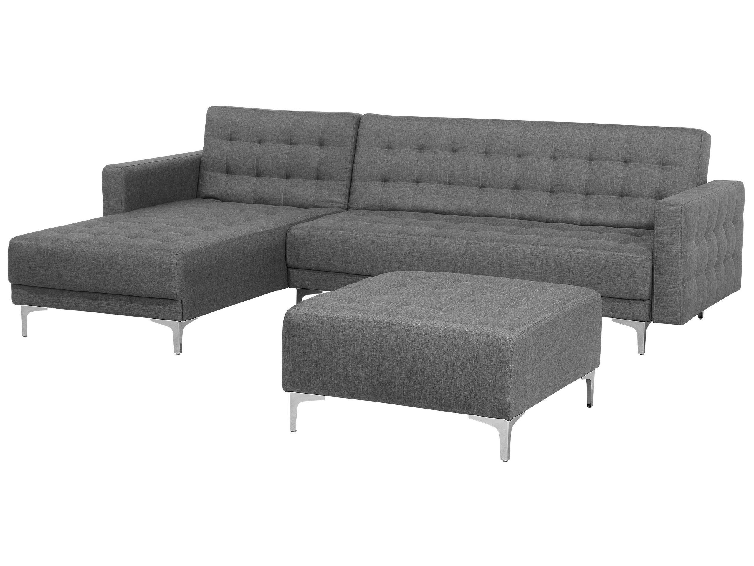 Beliani Ecksofa mit Ottomane aus Polyester Retro ABERDEEN  