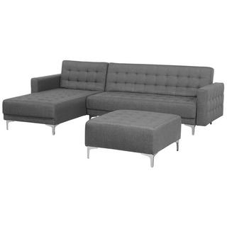 Beliani Ecksofa mit Ottomane aus Polyester Retro ABERDEEN  