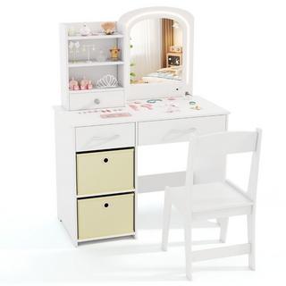 Northix  Coiffeuse enfant avec éclairage Coiffeuse enfant avec miroir Coiffeuse Blanche 