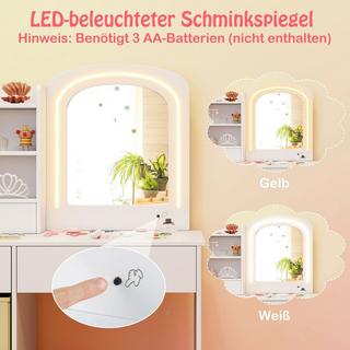 Northix  Coiffeuse enfant avec éclairage Coiffeuse enfant avec miroir Coiffeuse Blanche 