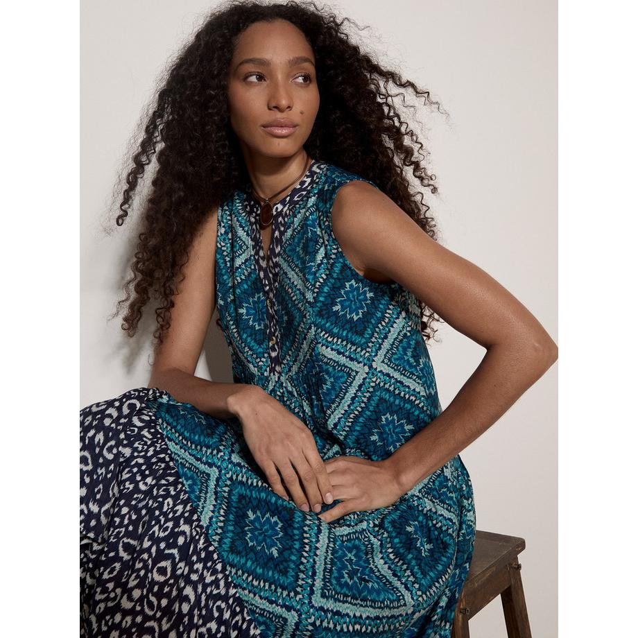 APRICOT Robe Midi Géométrique Patchwork Étages  