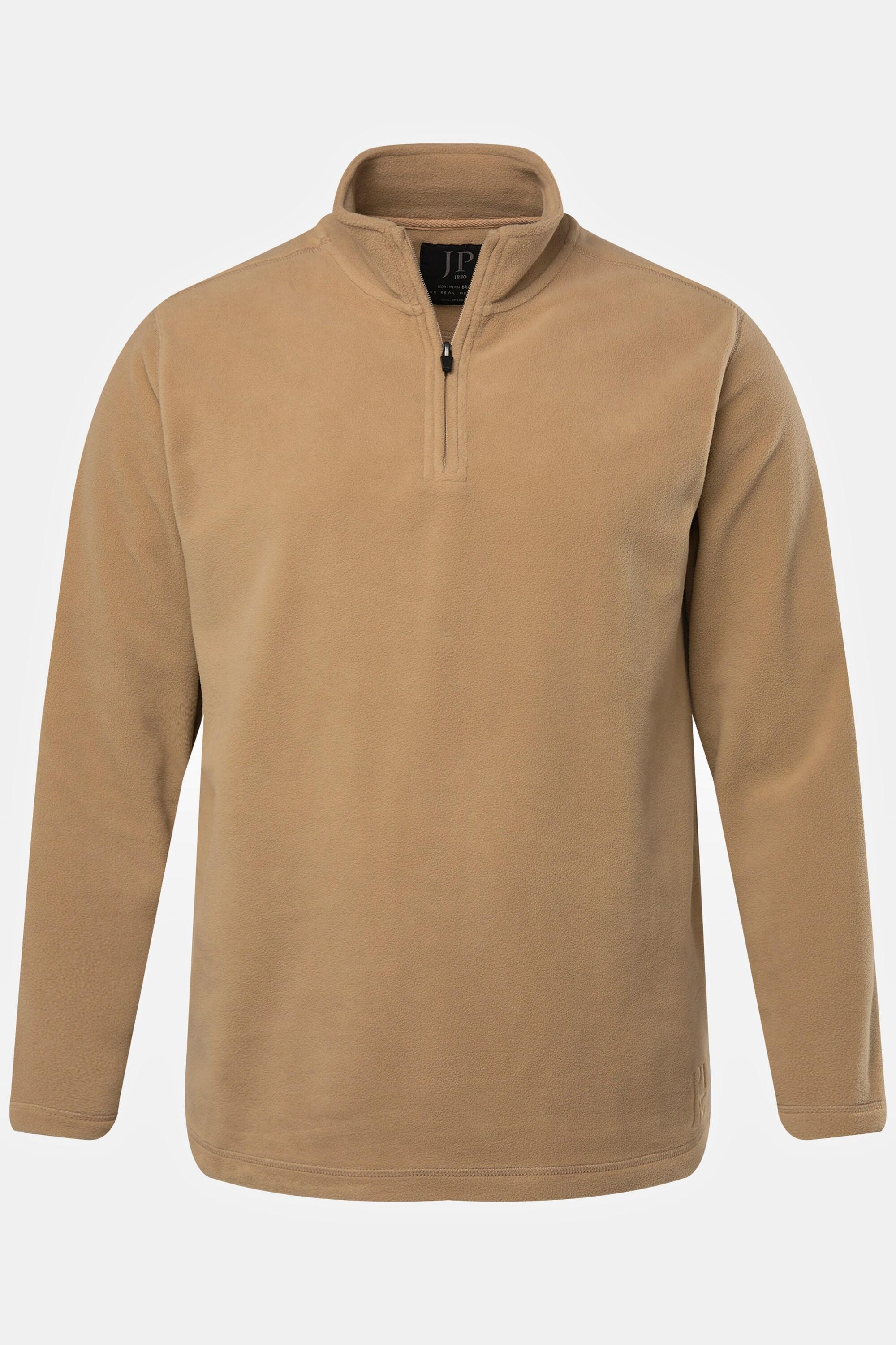 JP1880  Pullover polo di pile leggero con colletto alto e zip 