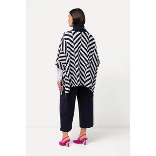 Ulla Popken Jacquard Strick Rollkragen Poncho Cape  