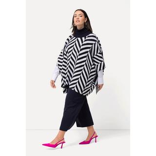 Ulla Popken Jacquard Strick Rollkragen Poncho Cape  