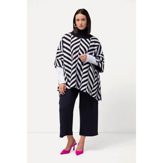 Ulla Popken Jacquard Strick Rollkragen Poncho Cape  