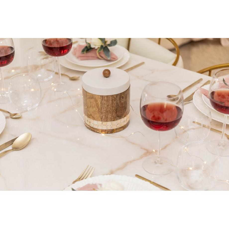 Aulica  DEKORATIVE HOLZSCHACHTEL MIT WEISSEM DECKEL 13X13X12.5CM 