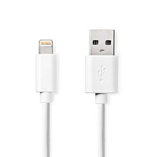 Nedis  Câble Lightning | USB 2.0 | Apple Lightning, 8 broches | USB-A mâle | 480 Mbps | Nickelé | 1.00 m | Rond | PVC | Blanc | Etiquette 