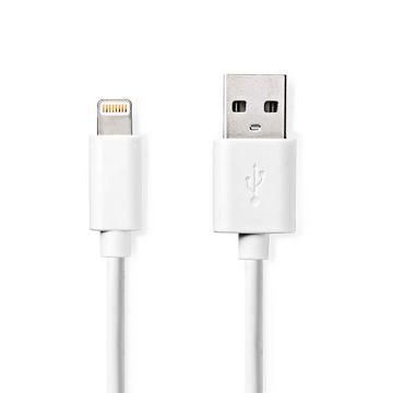 Câble Lightning | USB 2.0 | Apple Lightning, 8 broches | USB-A mâle | 480 Mbps | Nickelé | 1.00 m | Rond | PVC | Blanc | Etiquette